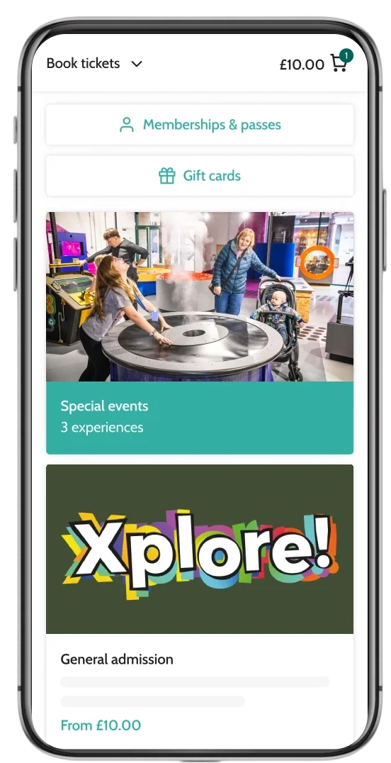 Beyonk's Soft play booking system on mobile. Memberships, gift cards and sessions can be bought here.