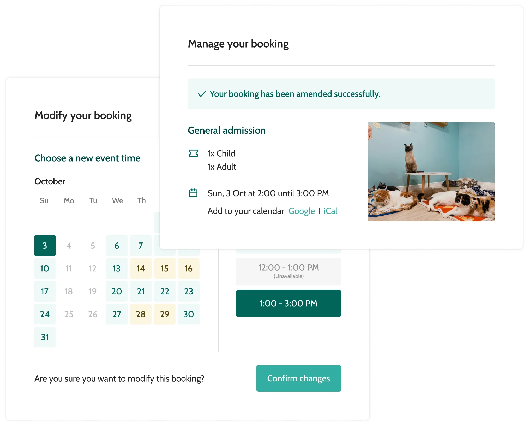 Guest managing an animal cafe booking online