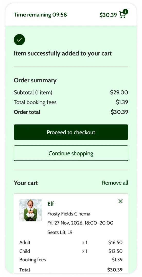 mobile phone selecting seats to book
