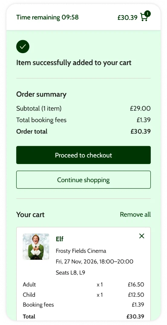 mobile phone selecting seats to book