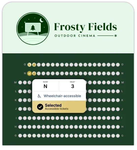 Selecting a wheelchair accessible seat on a reserved seating plan