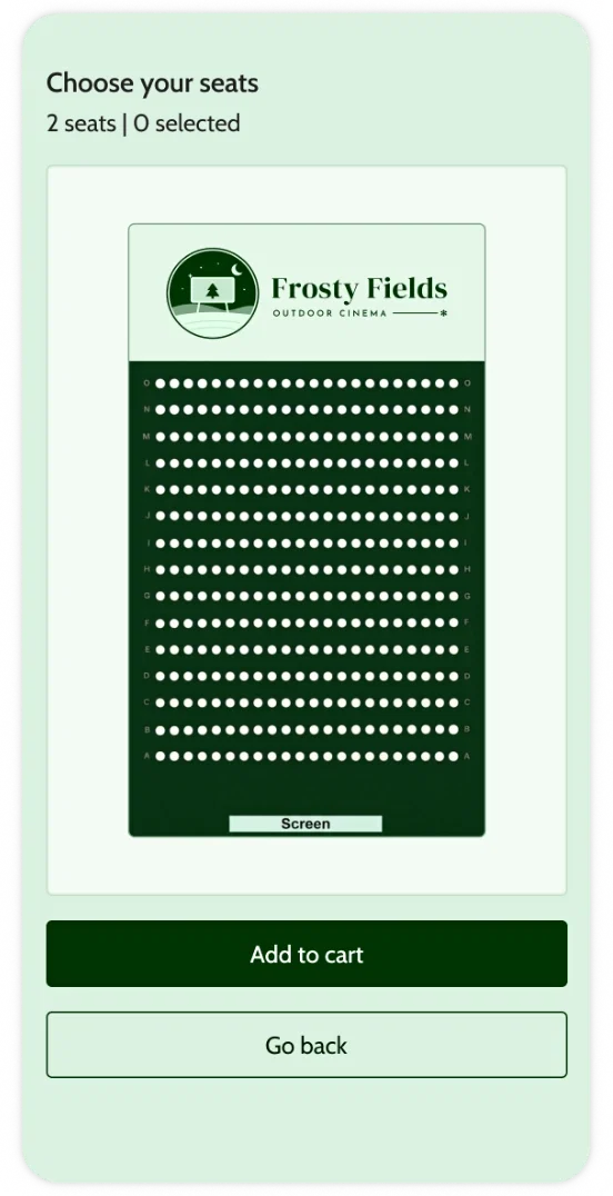 mobile phone selecting seats to book
